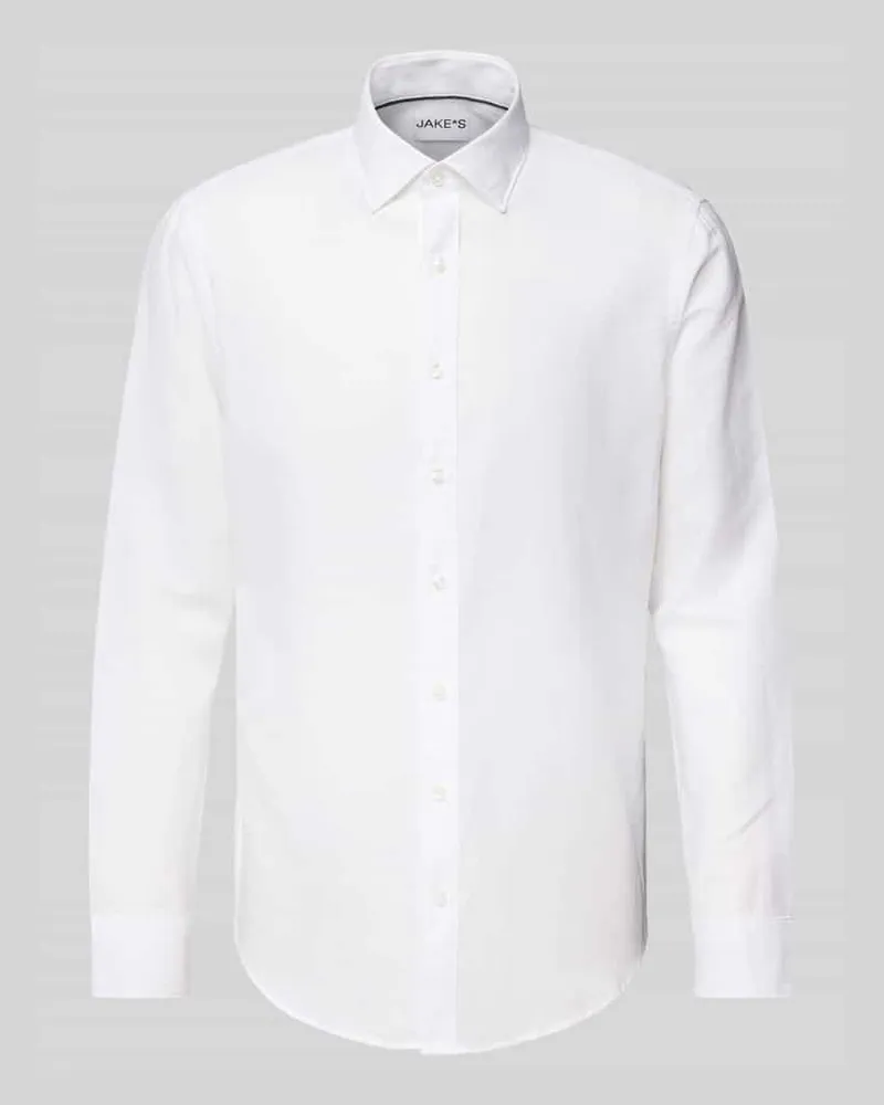 JAKE*S Slim Fit Freizeithemd aus Leinen-Baumwoll-Mix 
