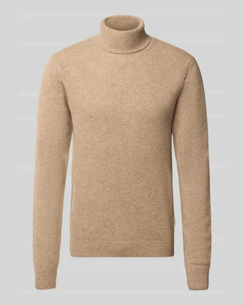 Casual Friday Slim Fit Rollkragenpullover aus Woll-Mix Modell 'Karl Camel