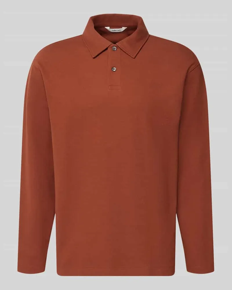 Selected Homme Relaxed Fit Poloshirt aus Baumwoll-Mix Modell 'AIDEN Rostrot