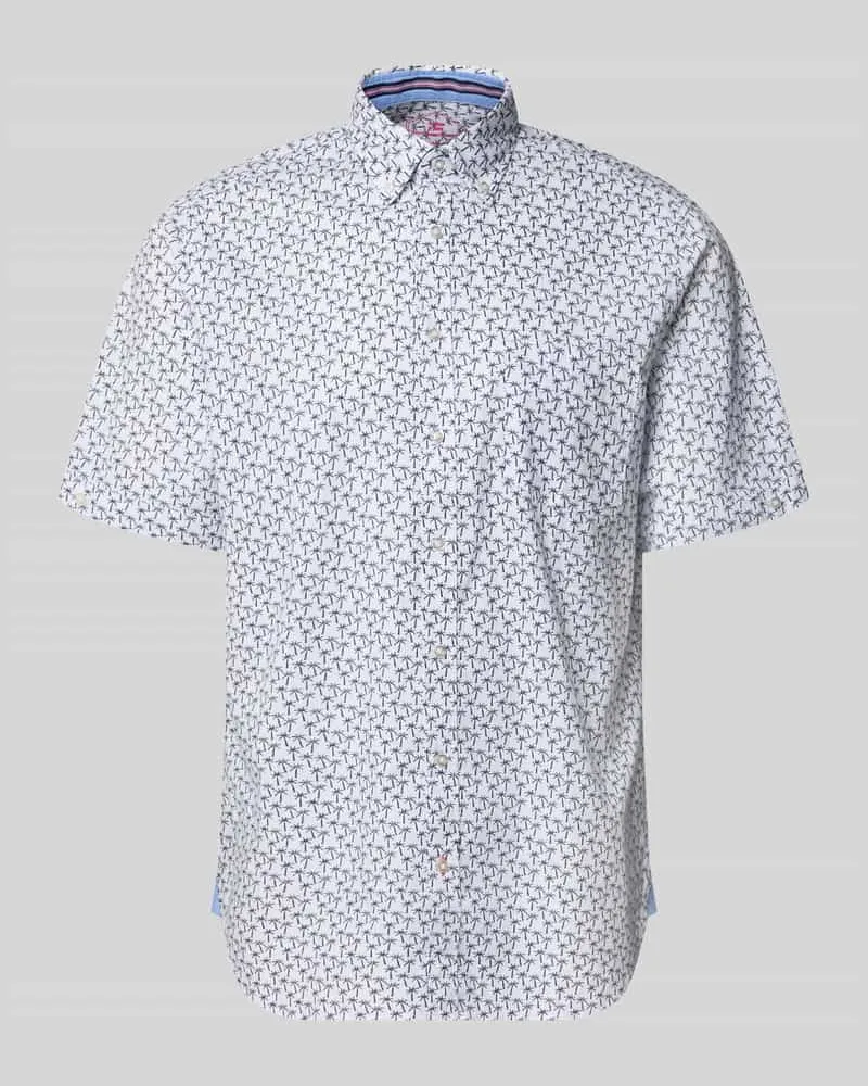 Christian Berg Regular Fit Freizeithemd mit Button-Down-Kragen Weiss