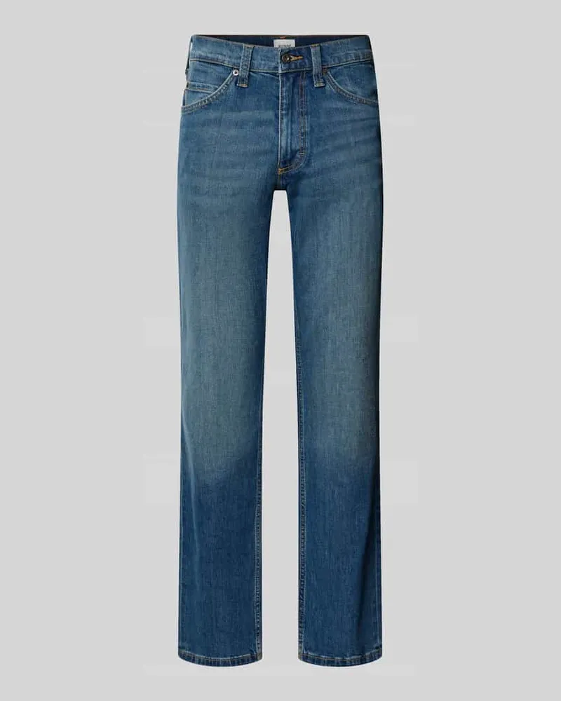 Mustang Straight Fit Jeans aus elastischem Baumwoll-Mix Modell 'Tramper Jeansblau