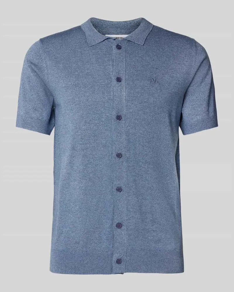 Lindbergh Slim Fit Freizeithemd mit Logo-Stitching Modell 'Ecovero Rauchblau