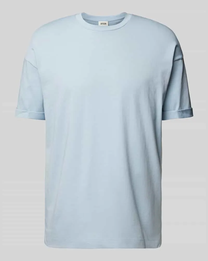 Drykorn T-Shirt mit geripptem Rundhalsausschnitt Modell 'THILO Bleu