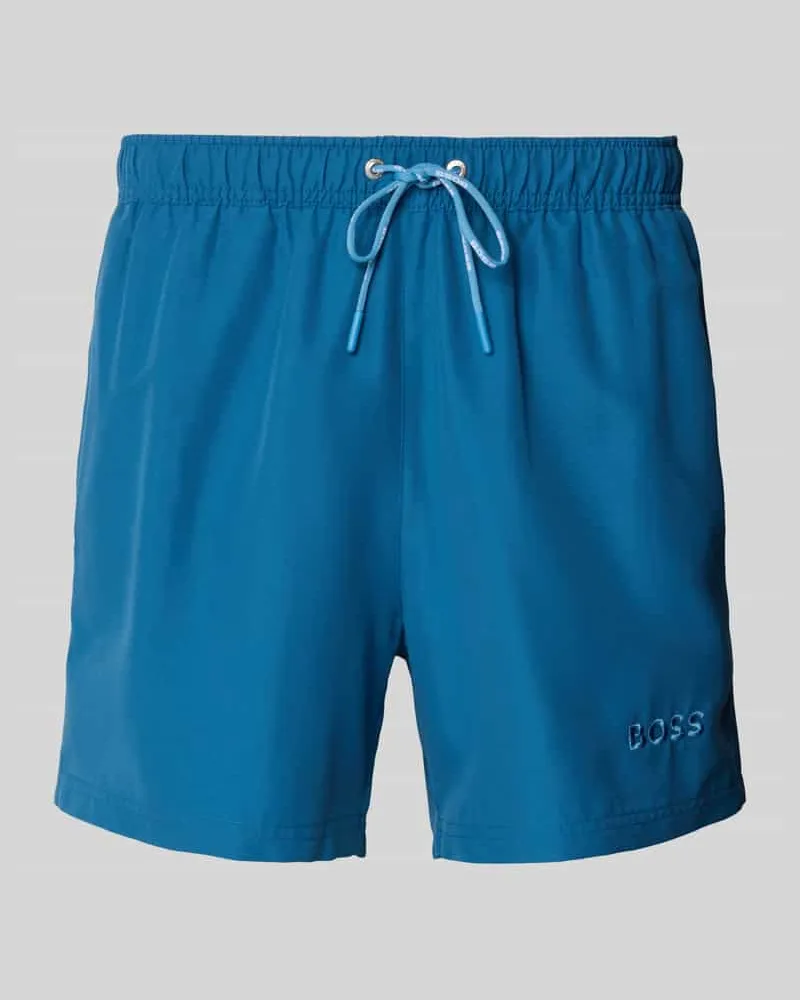 HUGO BOSS Badeshorts mit Label-Applikation Modell 'DOGFISH Blau
