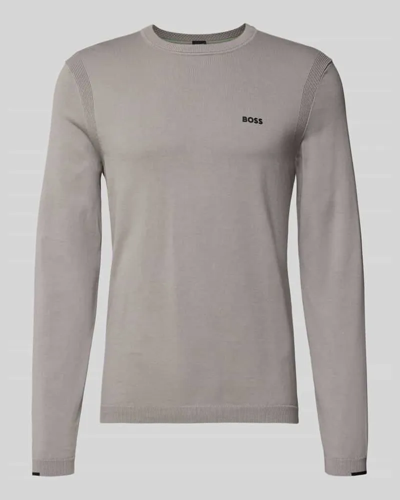 HUGO BOSS Regular Fit Strickpullover aus reiner Baumwolle Modell 'EVER-X Hellgrau