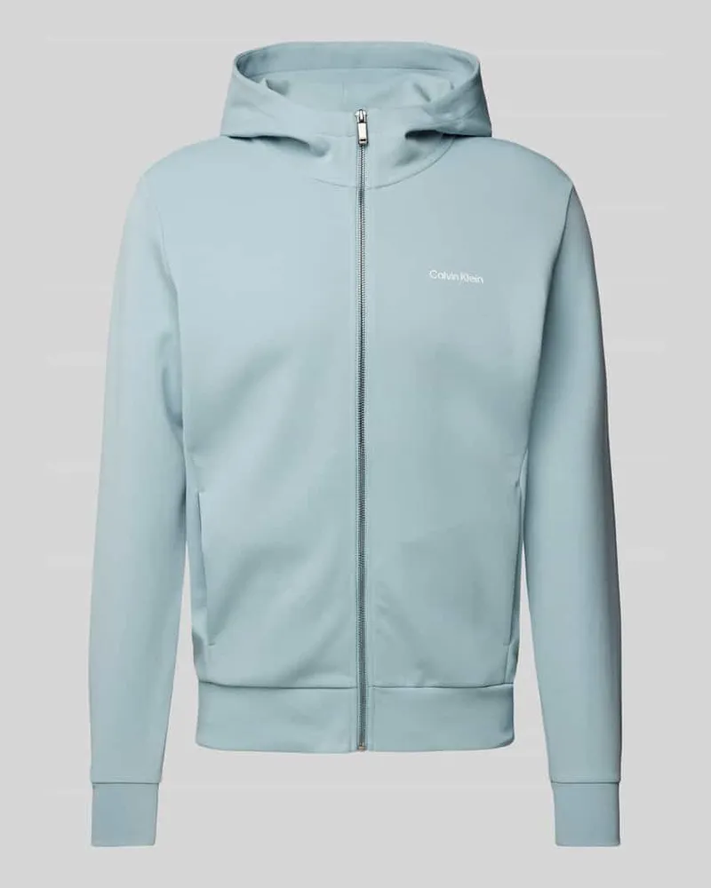 Calvin Klein Sweatjacke aus Viskose mit Label-Print 
