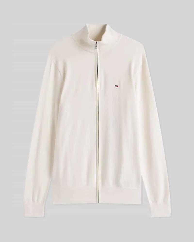 Tommy Hilfiger Regular Fit Strickjacke aus reiner Baumwolle Ecru