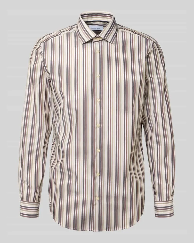 Christian Berg Regular Fit Business Hemd aus Baumwolle mit Kentkragen Mittelbraun