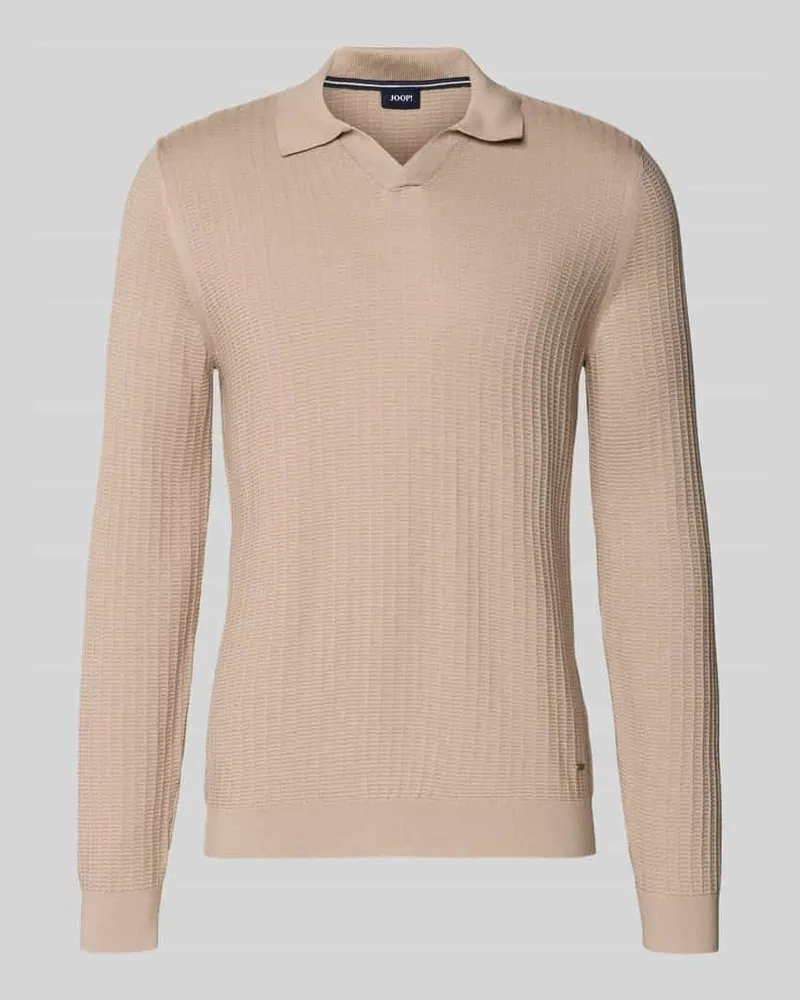 JOOP! Strickpullover mit Umlegekragen Modell 'Galdino Sand