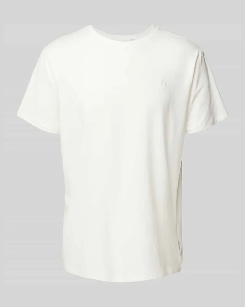 Blend T-Shirt mit geripptem Rundhalsausschnitt Modell 'Dinton Weiss