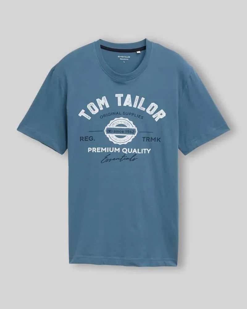 Tom Tailor Regular Fit T-Shirt aus reiner Baumwolle Blau