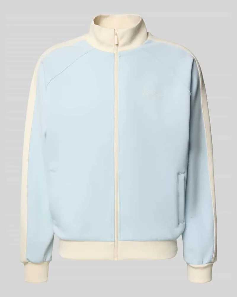 Karl Kani Regular Fit Sweatjacke mit Logo-Stitching Hellblau
