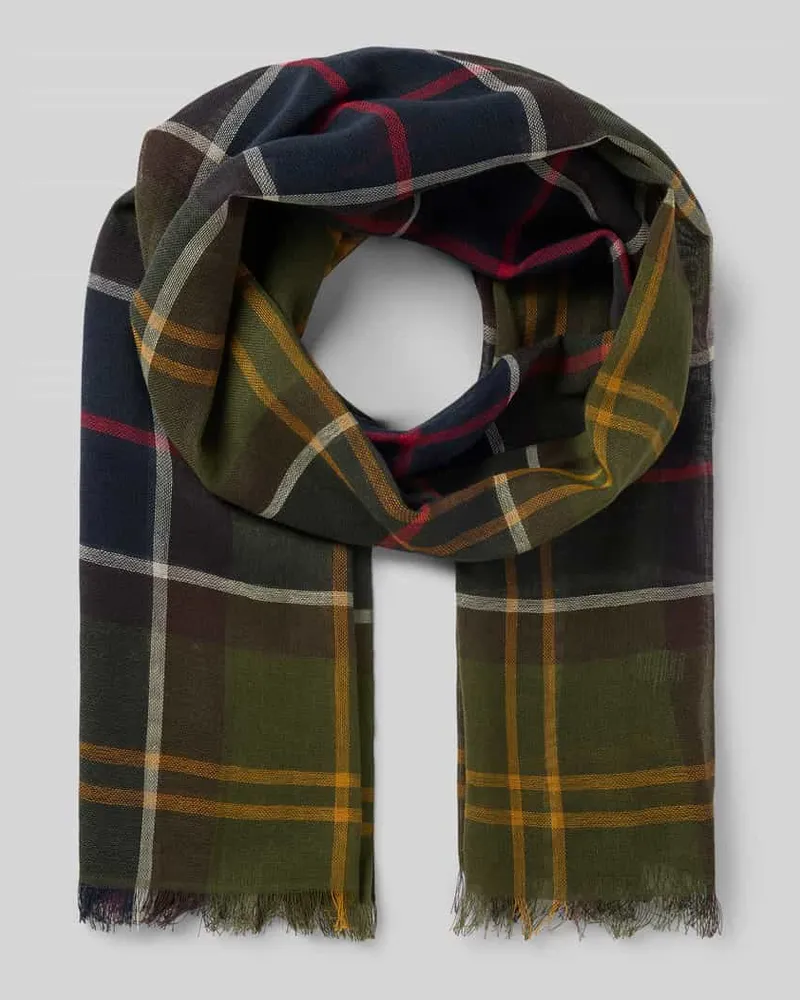 Barbour Schal aus Baumwoll-Leinen-Mix Modell 'WELTON Oliv