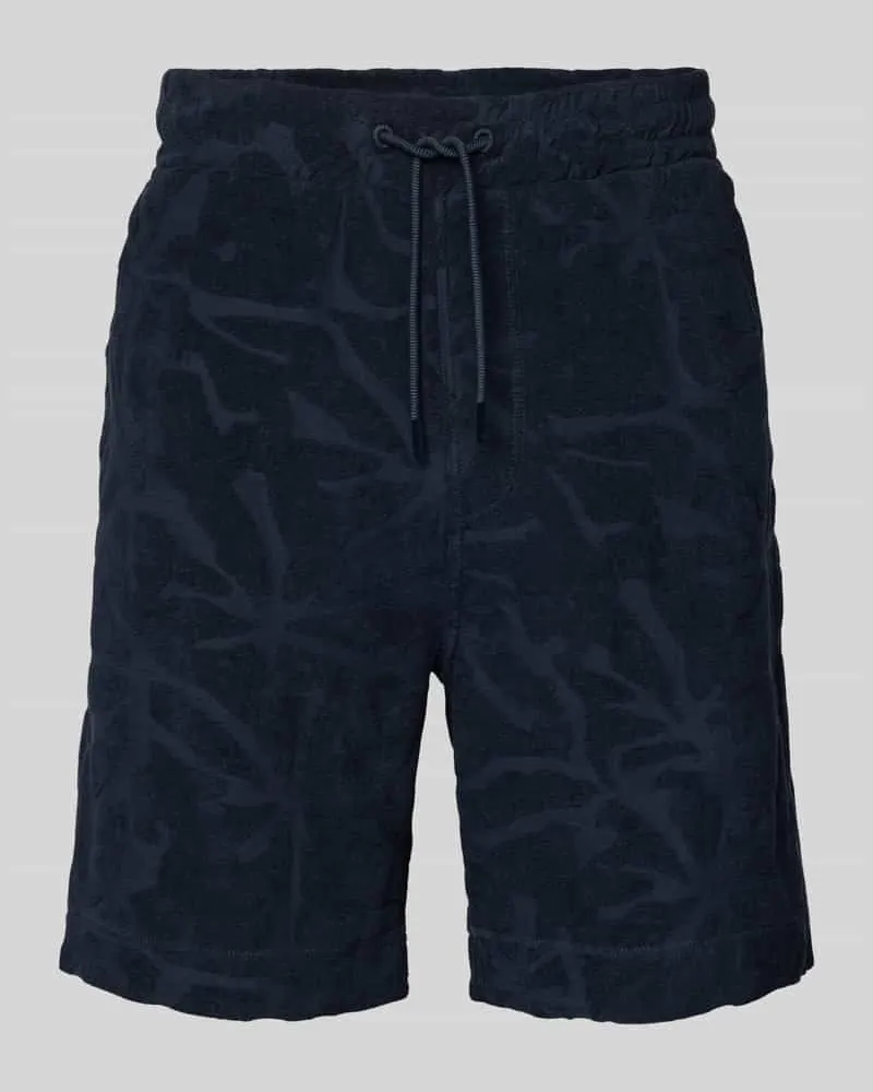 HUGO BOSS Regular Fit Sweatshorts aus Baumwoll-Mix Modell 'SE_FLOWER Marine