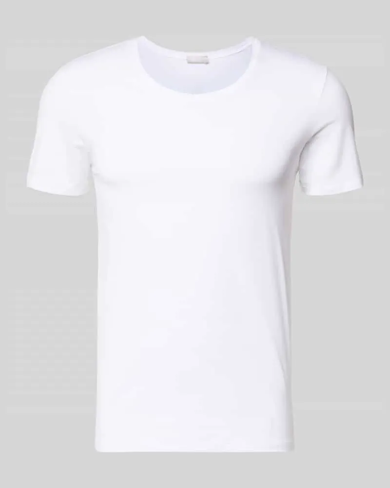 Hanro T-Shirt mit geripptem Rundhalsausschnitt Weiss