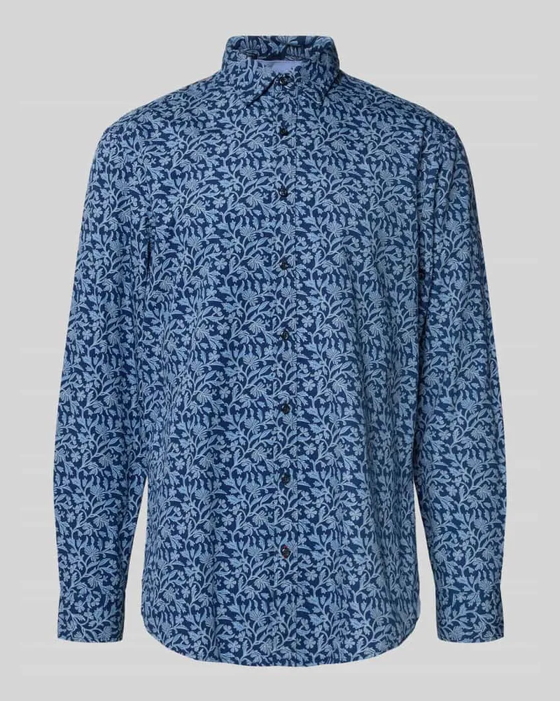 Christian Berg Freizeithemd mit Knopfleiste Marine