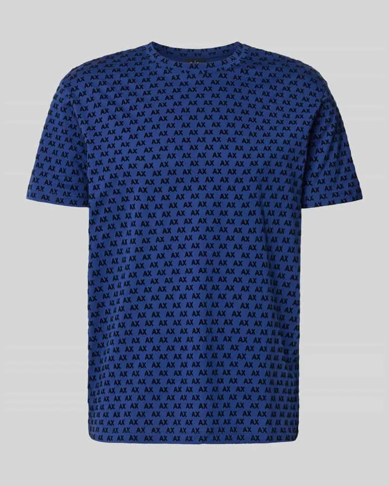Armani Exchange Regular Fit T-Shirt mit Allover-Print Blau