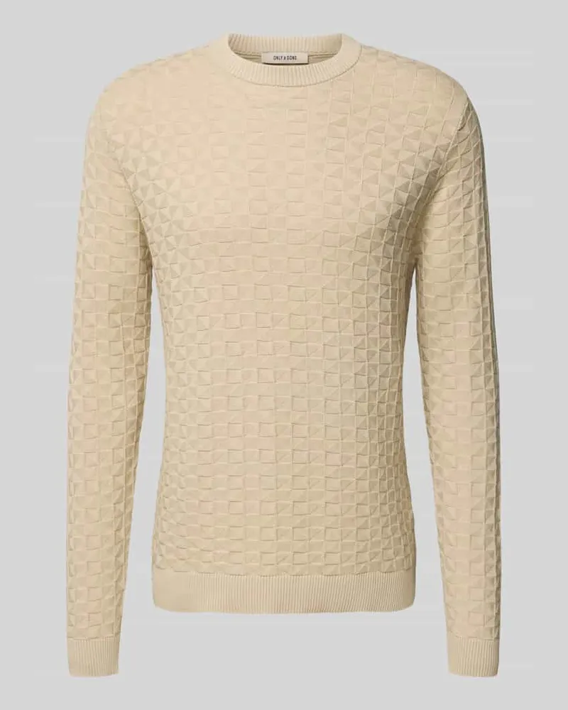 Only & Sons Regular Fit Strickpullover mit Strukturmuster Modell 'KALLE Beige
