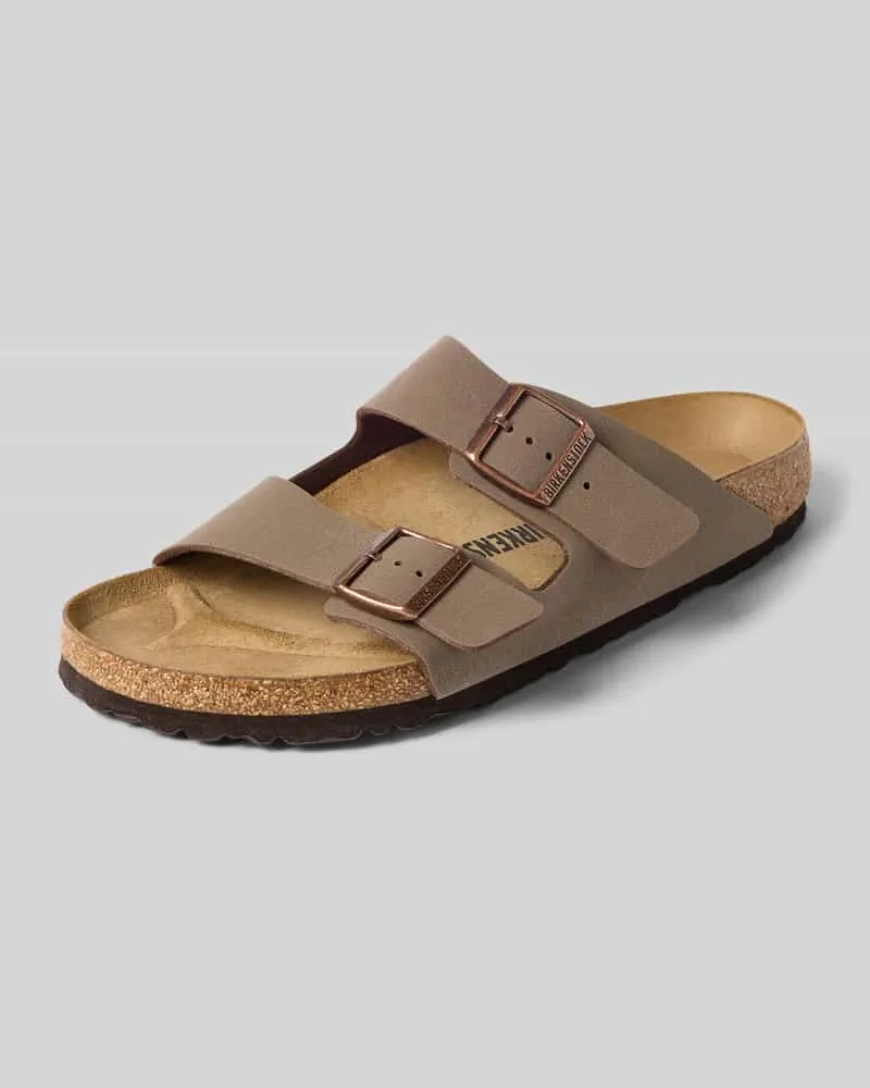 Birkenstock Slides aus echtem Leder mit breiten Riemen Modell 'ARIZONA Dunkelbraun