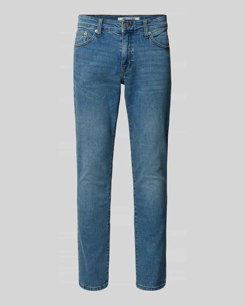 Only & Sons Slim Fit Jeans im 5-Pocket-Design Modell 'Loom Jeansblau