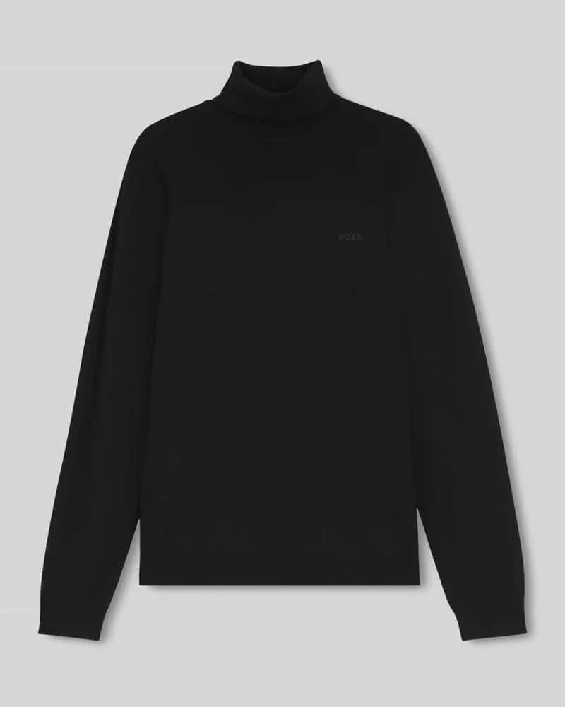 HUGO BOSS Regular Fit Rollkragenpullover aus Woll-Mix Black