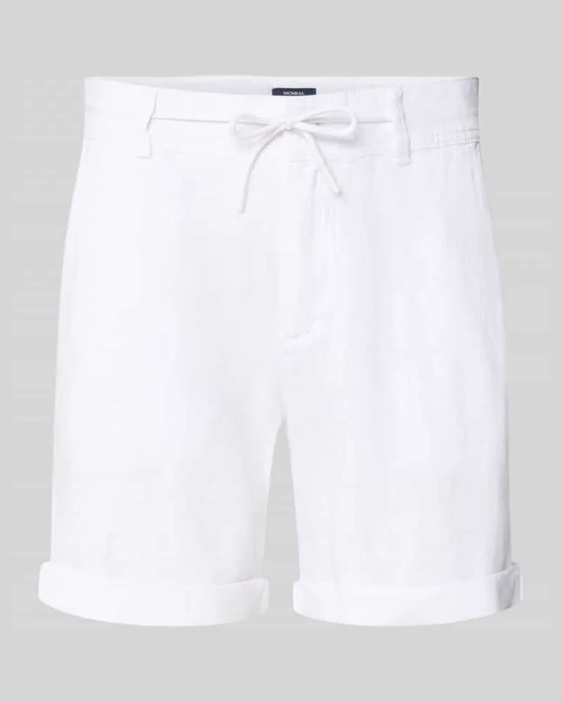 McNeal Leinenshorts mit Bindegürtel und Gesäßtaschen Weiss