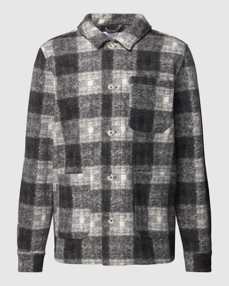 Lindbergh Hemdjacke mit Karomuster Anthrazit