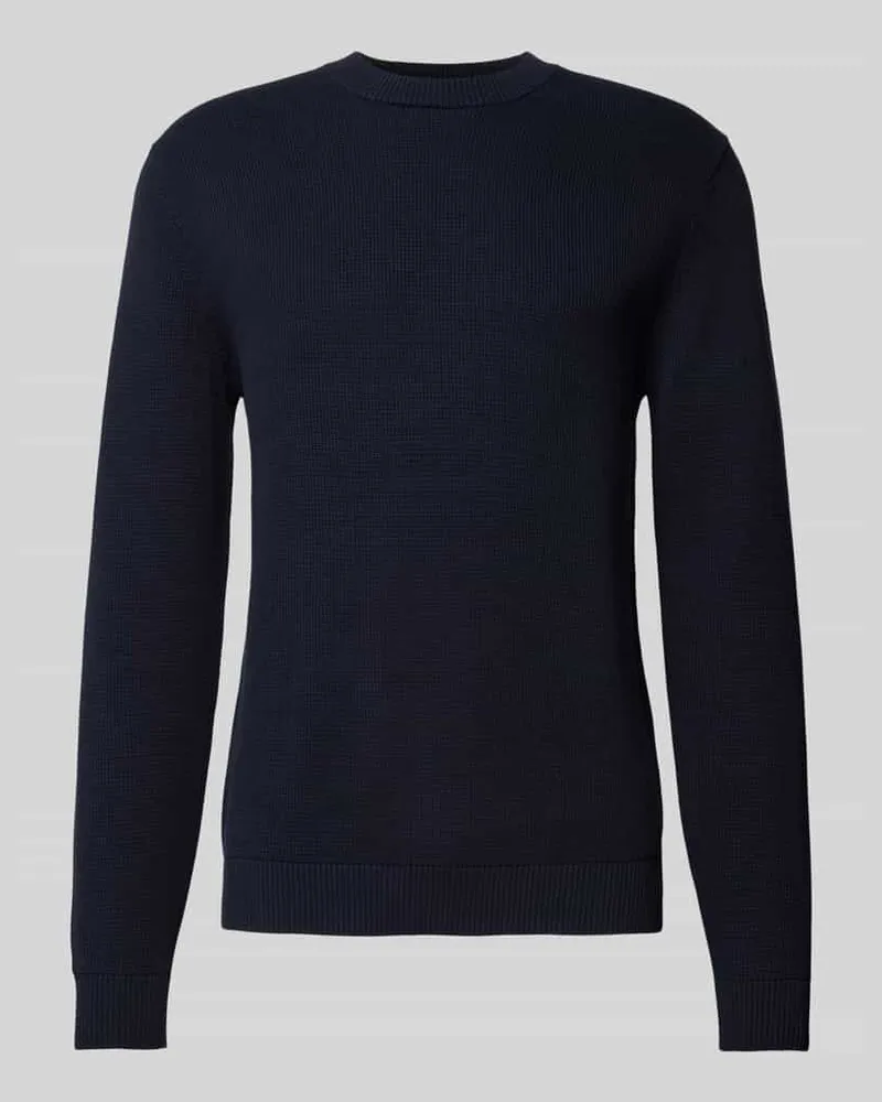Selected Homme Strickpullover mit gerippten Abschlüssen Modell 'DANE Marine