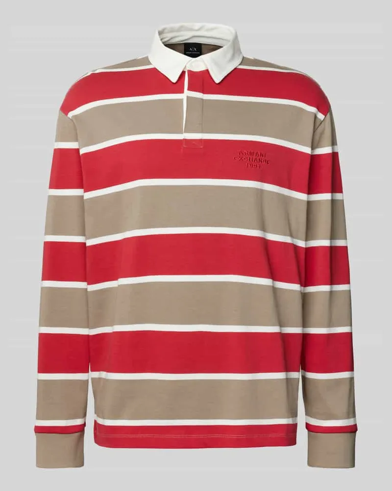 Armani Exchange Regular Fit Poloshirt im langärmeligen Design Rot