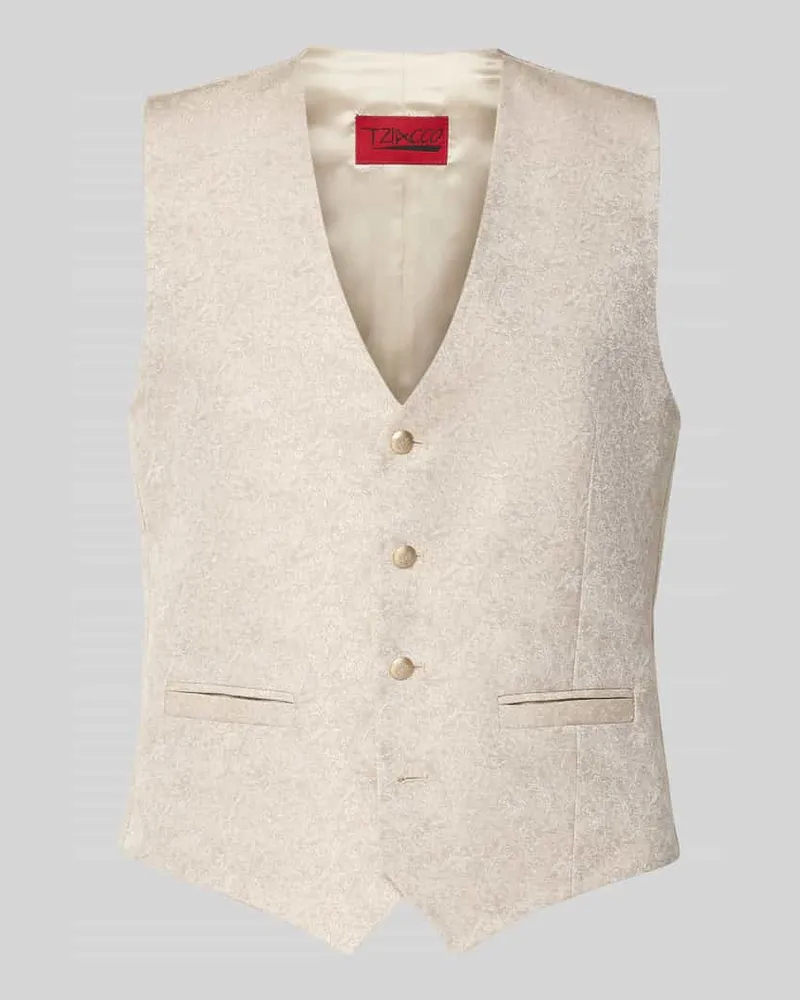 Wilvorst Weste mit V-Ausschnitt und Paspeltaschen Beige