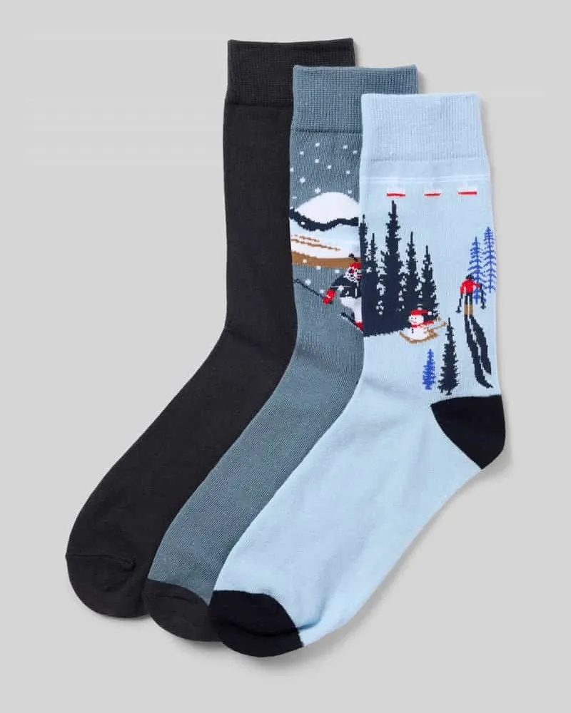 Jack & Jones Socken im 3er-Pack Modell 'SKIING LANDSCAPE Hellblau