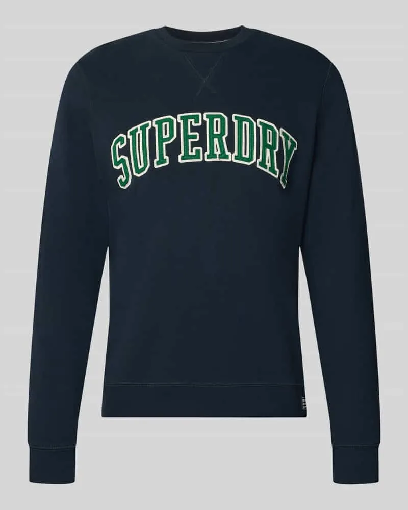 Superdry. Regular Fit Sweatshirt aus Baumwoll-Mix mit Logo-Stickerei Marine