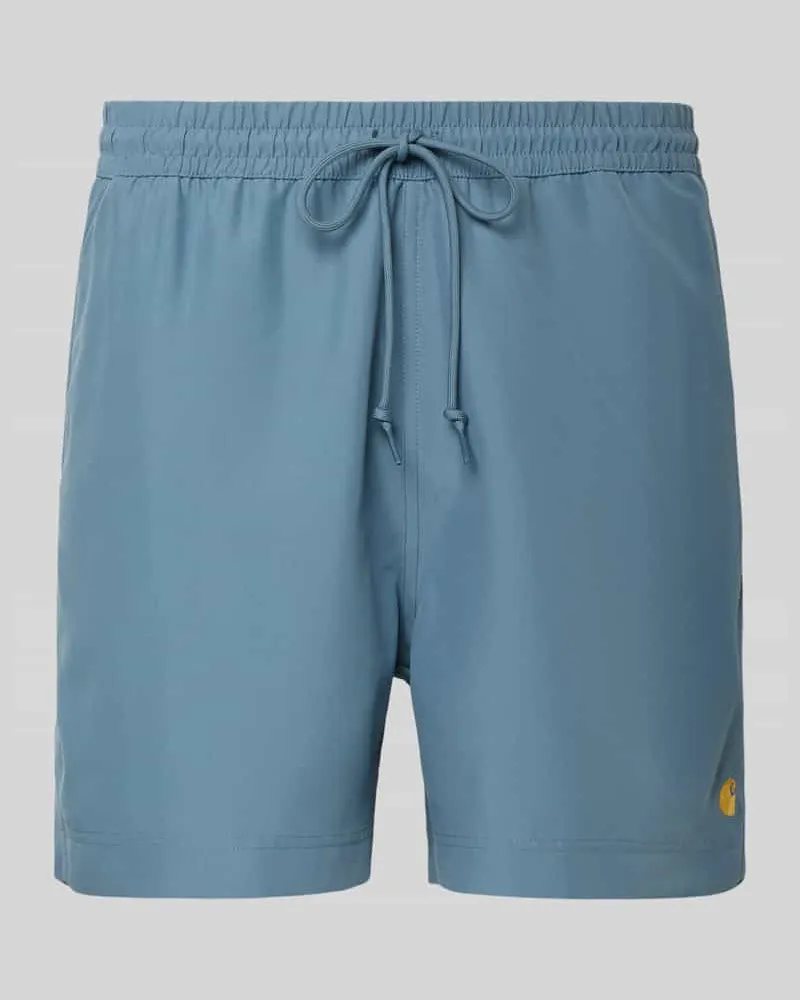 Carhartt WIP Regular Fit Badeshorts mit Logo-Stitching Modell 'Chase Blau