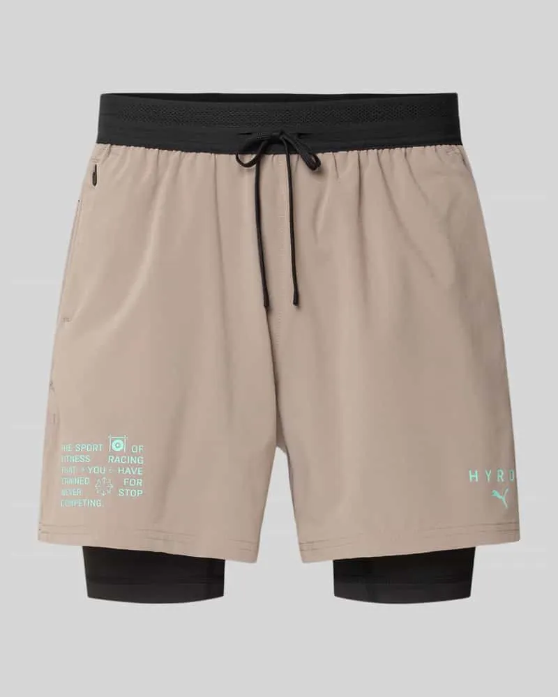 Puma Regular Fit Sportshorts mit Logo-Print Modell 'PWRMO Taupe