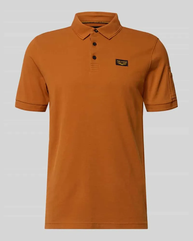 PME Legend Slim Fit Poloshirt mit Logo-Patch Orange
