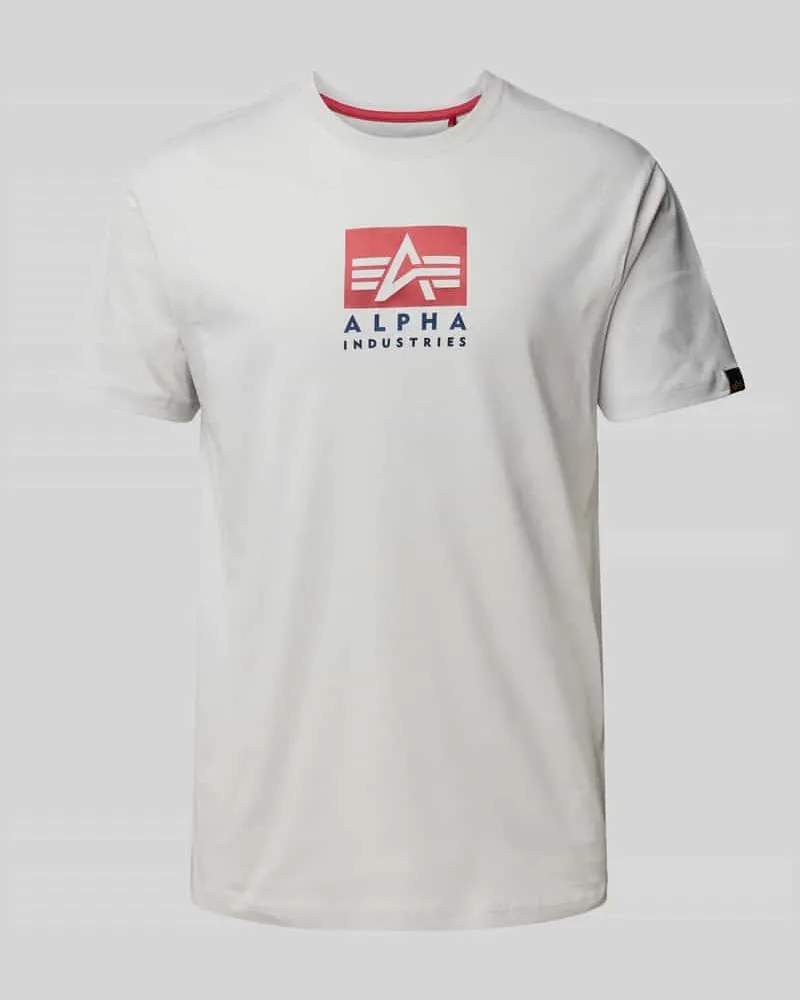 Alpha Industries T-Shirt mit Label-Print Hellgrau
