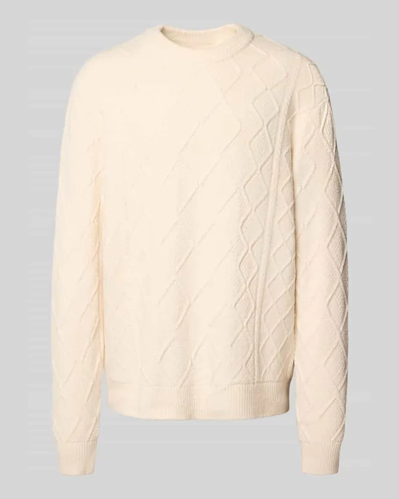 Jack & Jones Strickpullover mit Rundhalsausschnitt Modell 'CAMBRIDGE Offwhite