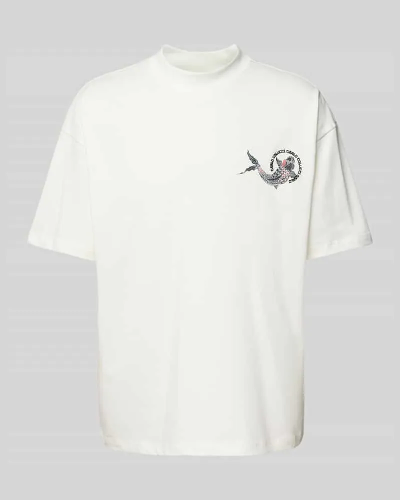 Carlo Colucci Oversized T-Shirt mit Motiv-Print Offwhite
