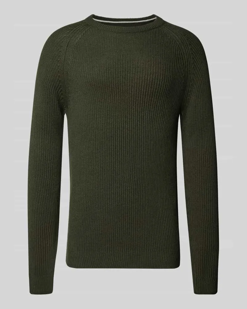 Jack & Jones Strickpullover mit Rundhalsausschnitt Modell 'PANNEL Dunkelgruen