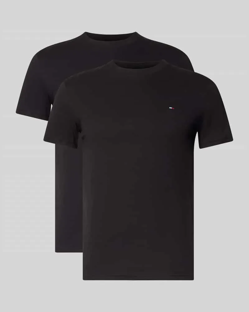 Tommy Hilfiger Slim Fit T-Shirt Set aus reiner Baumwolle im 2er-Pack Black