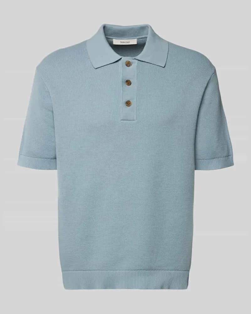 Selected Homme Relaxed Fit Poloshirt aus reiner Baumwolle Modell 'DANE Hellblau