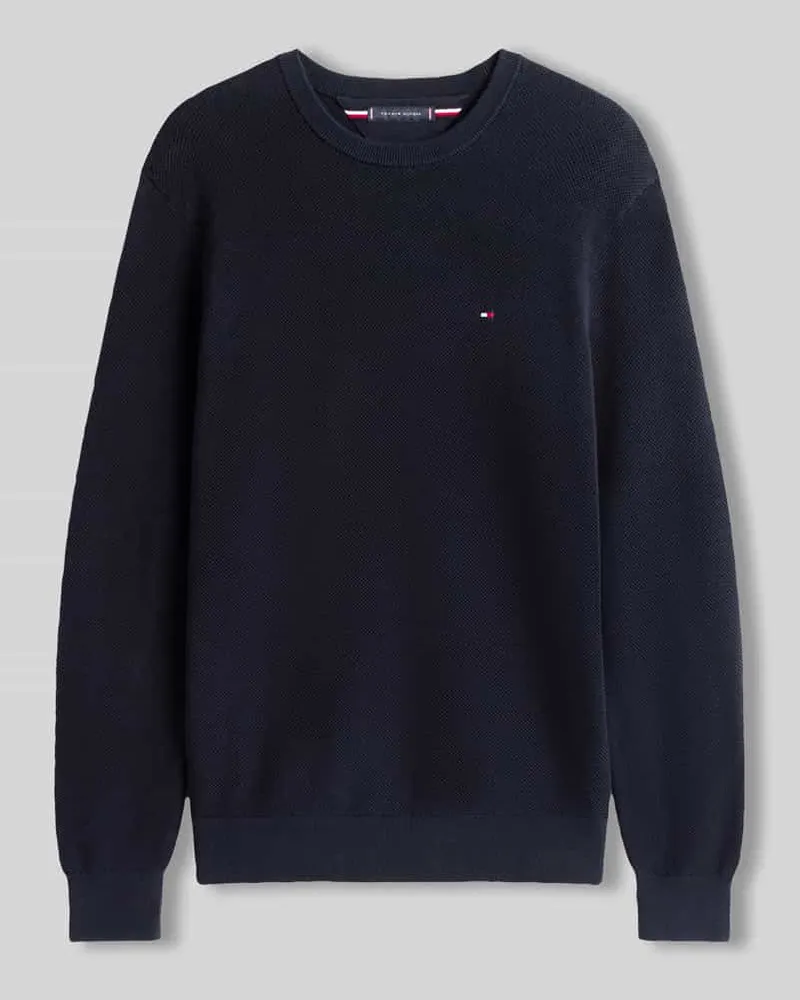 Tommy Hilfiger Regular Fit Strickpullover aus reiner Baumwolle Marine