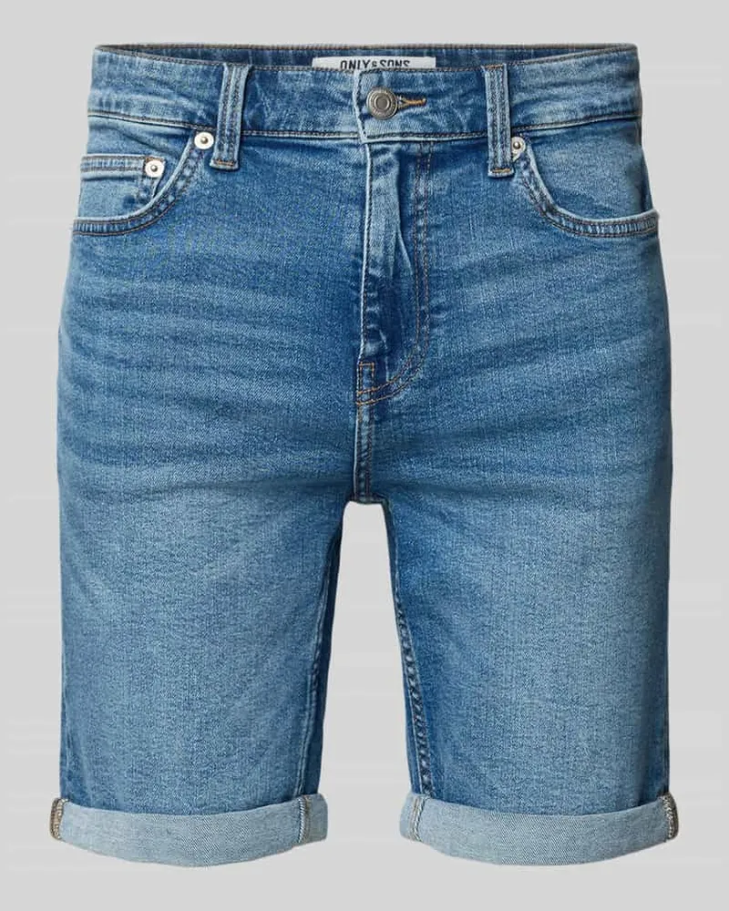 Only & Sons Regular Fit Jeansshorts aus Baumwoll-Mix Modell 'PLY Jeansblau
