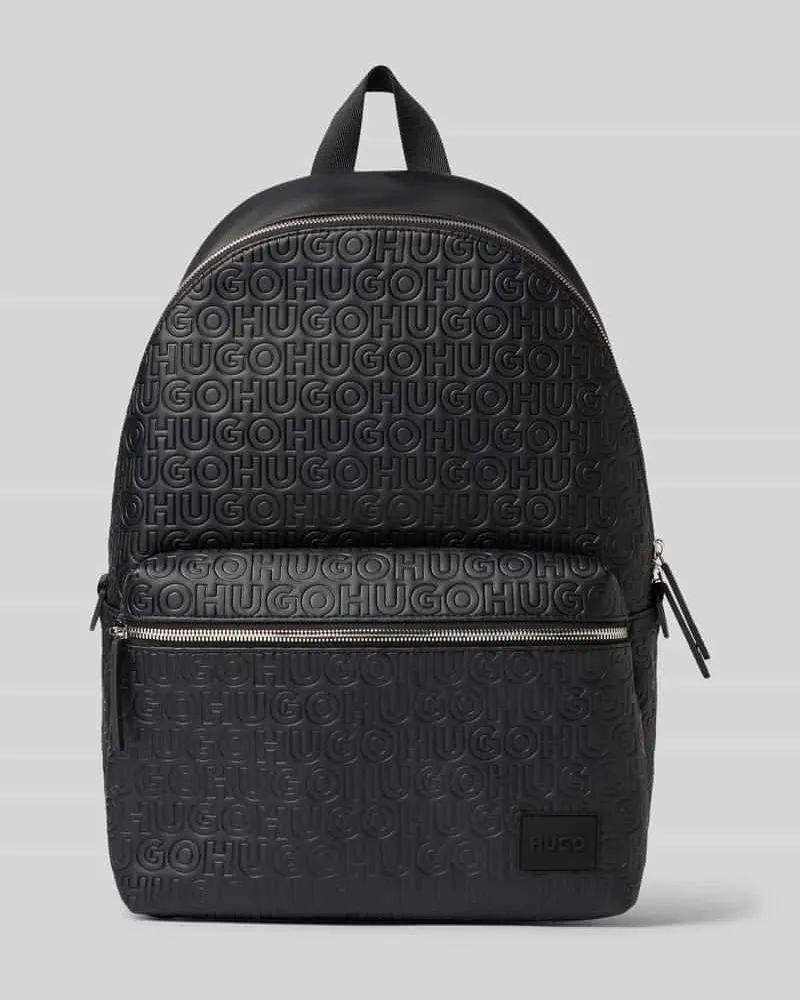HUGO BOSS Rucksack mit Allover-Label-Muster Modell 'ETHON2.0HI Black