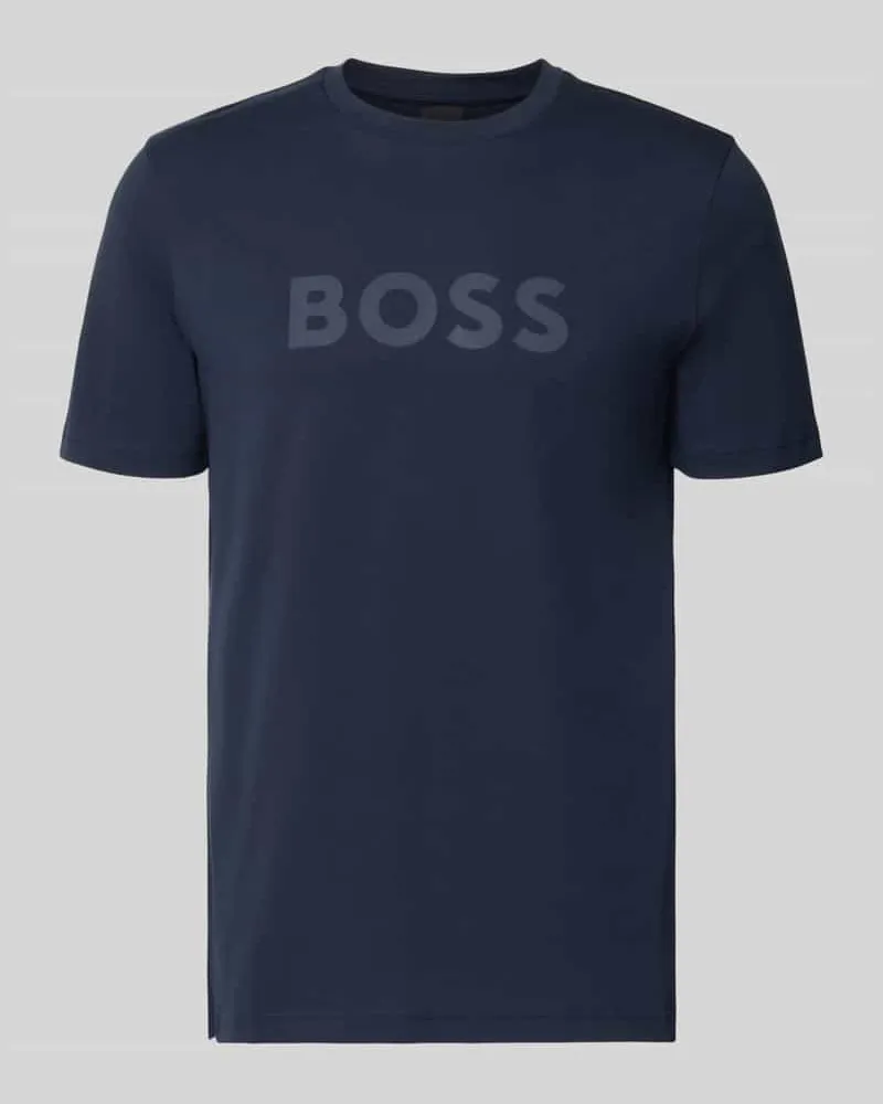 HUGO BOSS Regular Fit T-Shirt aus reiner Baumwolle Modell 'Te_Logo Marine