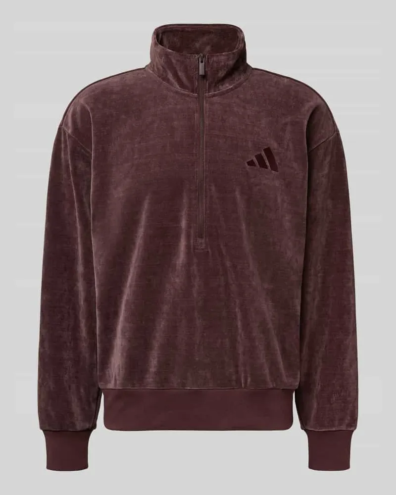adidas Sweatshirt mit Label-Stitching Dunkelbraun