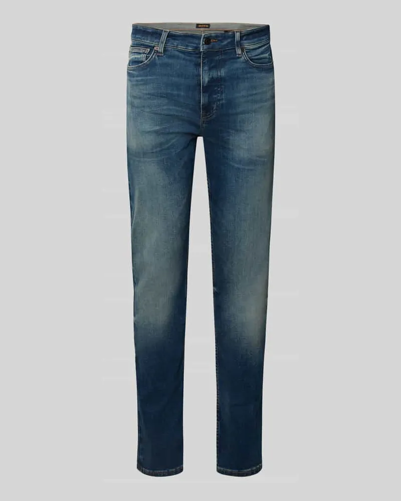 HUGO BOSS Slim Fit Jeans aus Baumwoll-Mix Modell 'DELAWARE Jeansblau