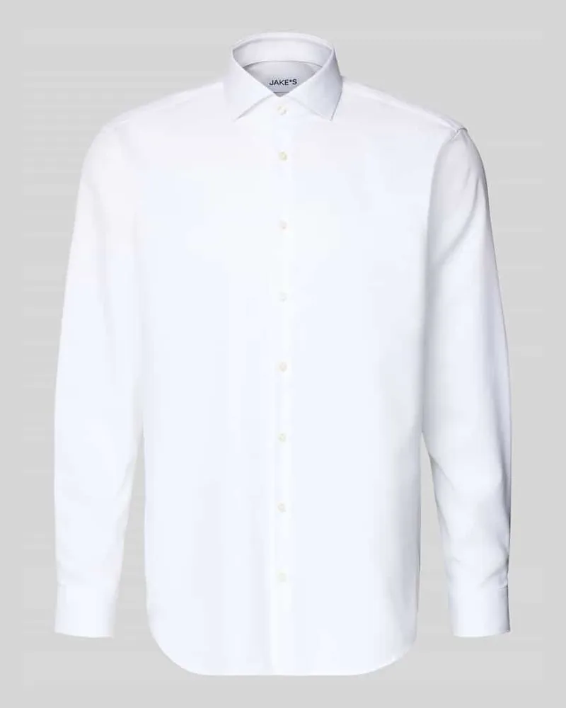 JAKE*S Modern Fit Business-Hemd mit Haifischkragen Weiss