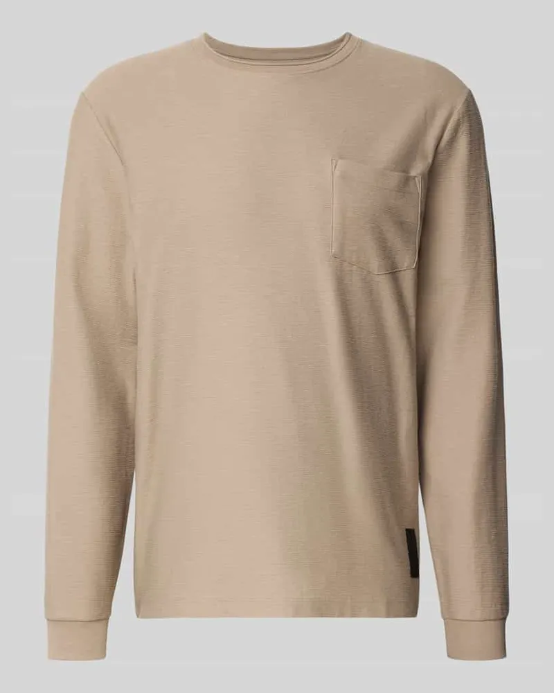 Tom Tailor Regular Fit Langarmshirt aus Baumwoll-Mix mit feinem Webmuster 