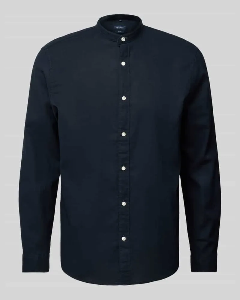 McNeal Regular Fit Freizeithemd aus Leinen-Baumwoll-Mix Dunkelblau